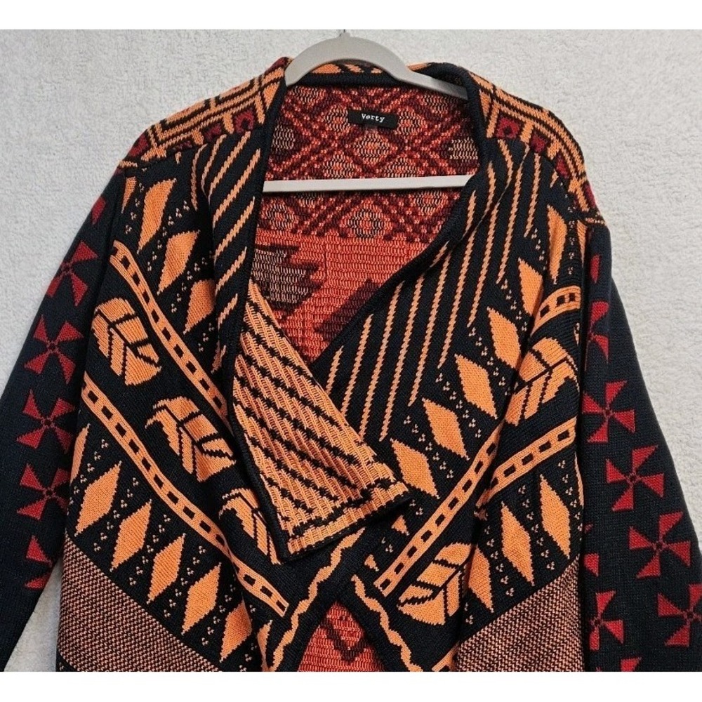 Verty Womens Long Sleeve Open Cardigan Sweater Colorful Whimsical Size M/L EUC